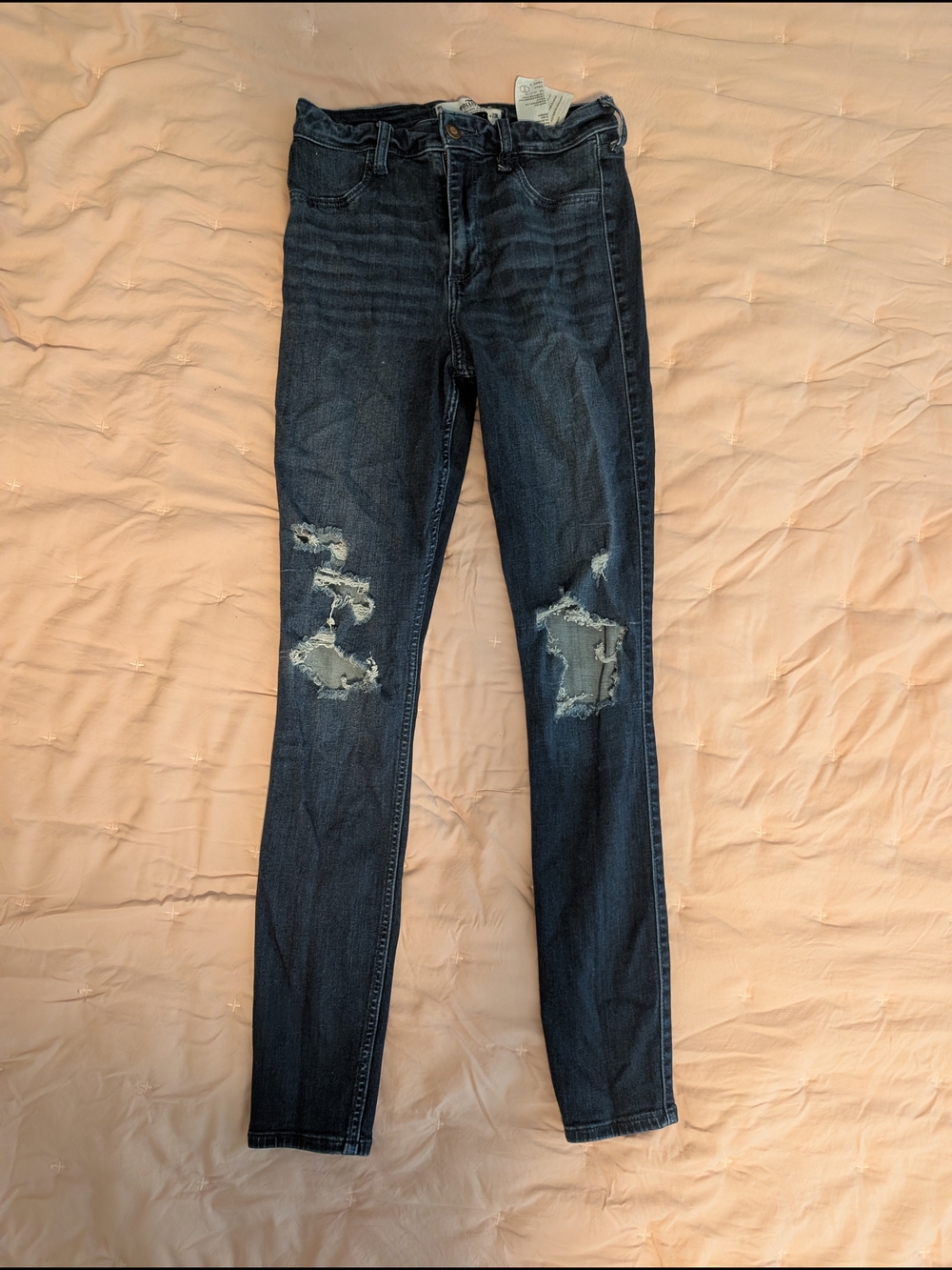 Hollister Curvy High Rise Ripped Dark Blue Jeggings 29 Long